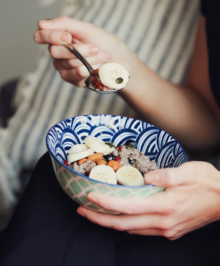 Woman enjoying a healthy bowl